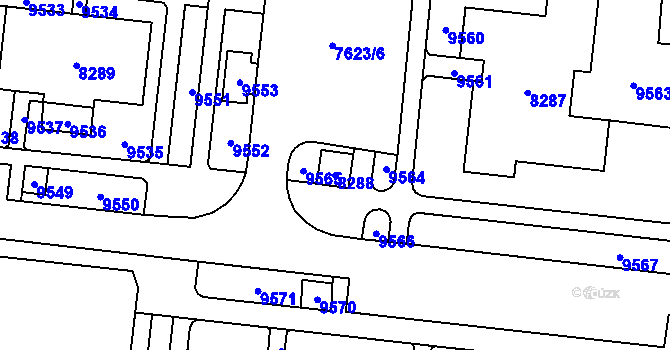 Parcela st. 8288 v KÚ Židenice, Katastrální mapa