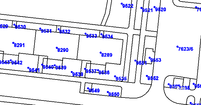 Parcela st. 8289 v KÚ Židenice, Katastrální mapa
