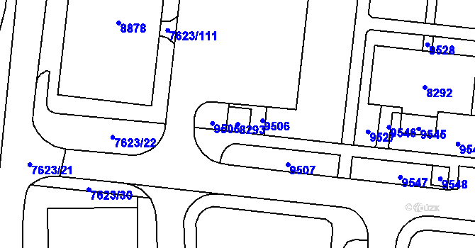 Parcela st. 8293 v KÚ Židenice, Katastrální mapa