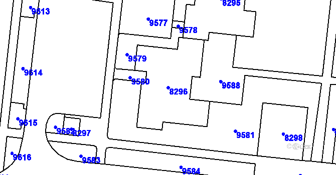 Parcela st. 8296 v KÚ Židenice, Katastrální mapa