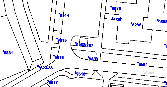 Parcela st. 8297 v KÚ Židenice, Katastrální mapa