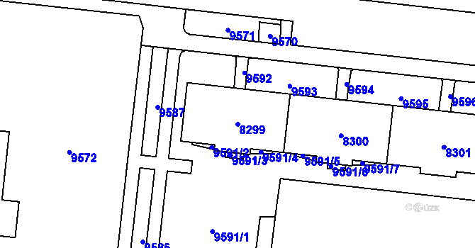 Parcela st. 8299 v KÚ Židenice, Katastrální mapa