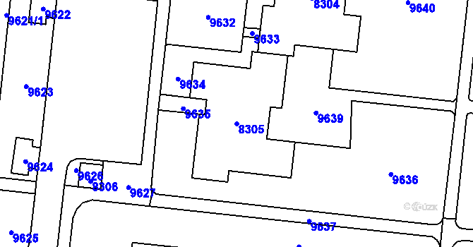 Parcela st. 8305 v KÚ Židenice, Katastrální mapa