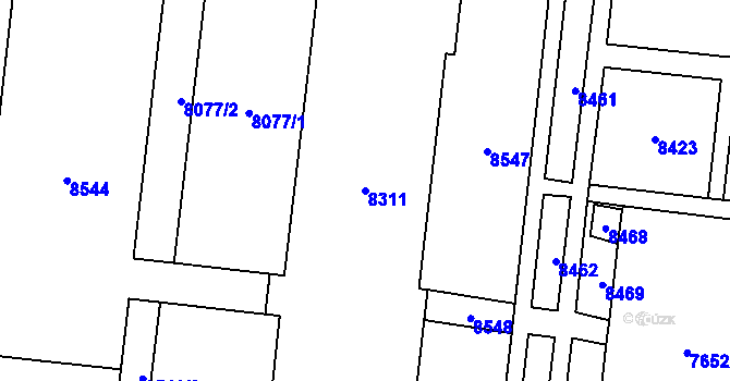 Parcela st. 8311 v KÚ Židenice, Katastrální mapa