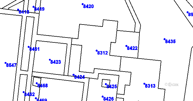 Parcela st. 8312 v KÚ Židenice, Katastrální mapa