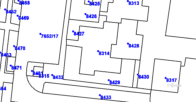 Parcela st. 8314 v KÚ Židenice, Katastrální mapa