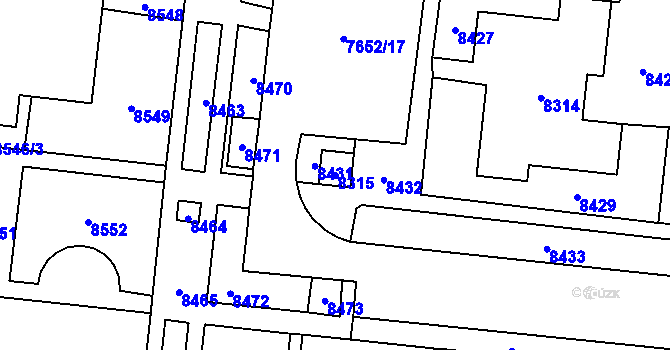 Parcela st. 8315 v KÚ Židenice, Katastrální mapa