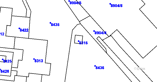 Parcela st. 8316 v KÚ Židenice, Katastrální mapa