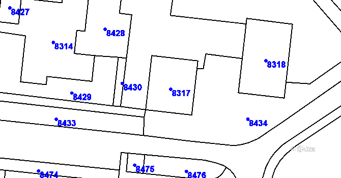 Parcela st. 8317 v KÚ Židenice, Katastrální mapa