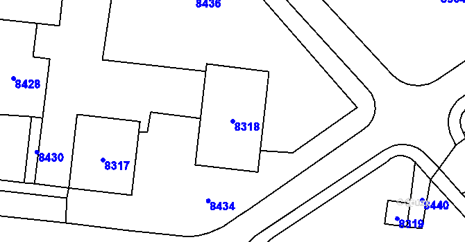 Parcela st. 8318 v KÚ Židenice, Katastrální mapa