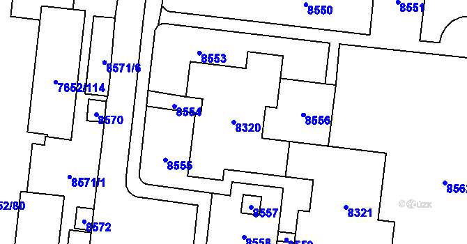 Parcela st. 8320 v KÚ Židenice, Katastrální mapa
