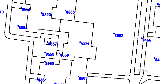 Parcela st. 8321 v KÚ Židenice, Katastrální mapa