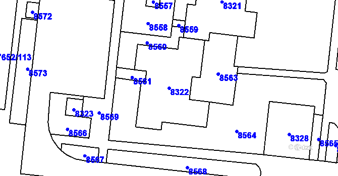 Parcela st. 8322 v KÚ Židenice, Katastrální mapa