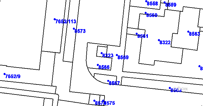 Parcela st. 8323 v KÚ Židenice, Katastrální mapa