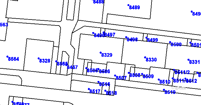 Parcela st. 8329 v KÚ Židenice, Katastrální mapa