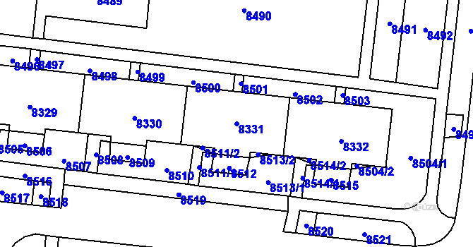 Parcela st. 8331 v KÚ Židenice, Katastrální mapa