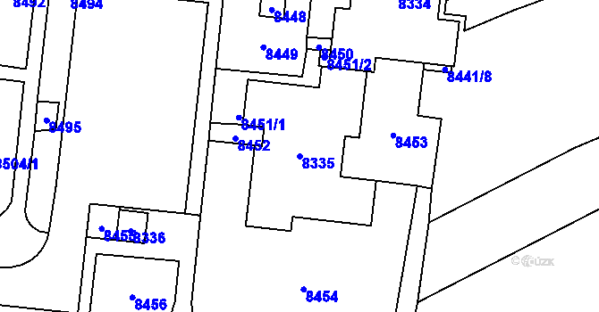 Parcela st. 8335 v KÚ Židenice, Katastrální mapa
