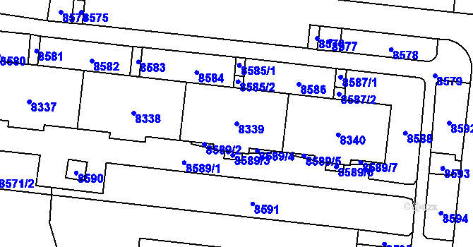 Parcela st. 8339 v KÚ Židenice, Katastrální mapa
