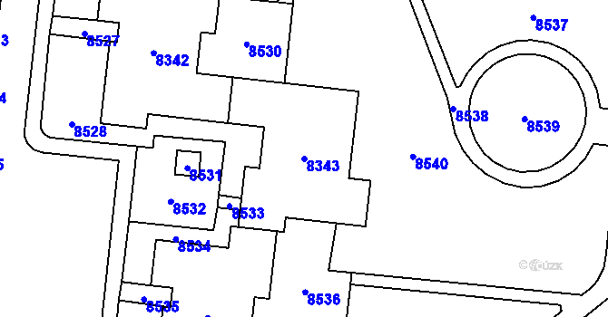 Parcela st. 8343 v KÚ Židenice, Katastrální mapa