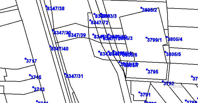 Parcela st. 8347/8 v KÚ Židenice, Katastrální mapa