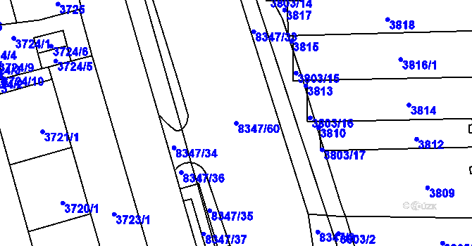 Parcela st. 8347/60 v KÚ Židenice, Katastrální mapa