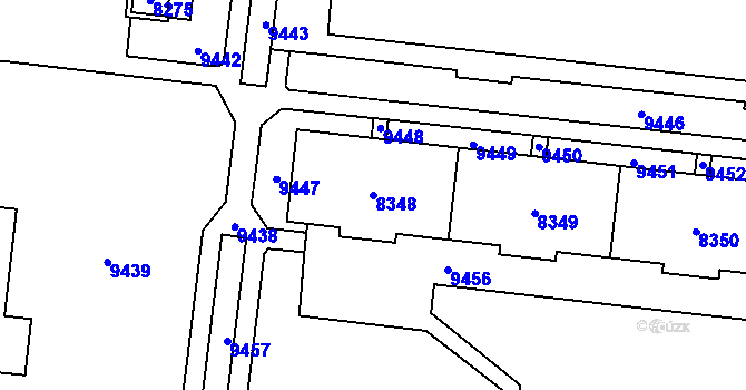 Parcela st. 8348 v KÚ Židenice, Katastrální mapa