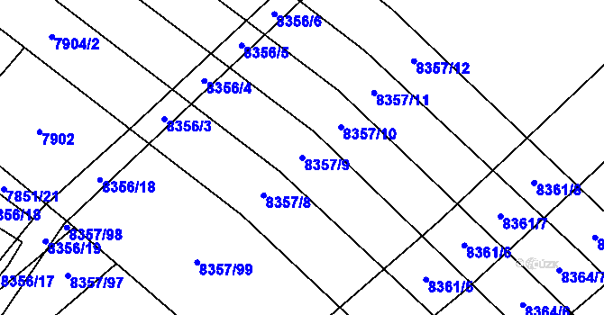 Parcela st. 8357/9 v KÚ Židenice, Katastrální mapa