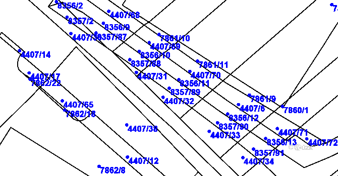 Parcela st. 8357/89 v KÚ Židenice, Katastrální mapa