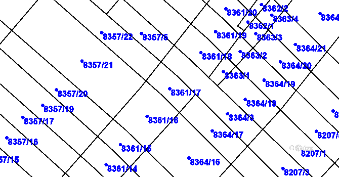 Parcela st. 8361/17 v KÚ Židenice, Katastrální mapa