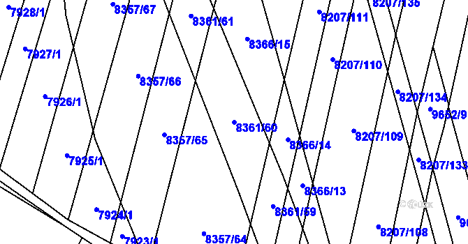 Parcela st. 8361/60 v KÚ Židenice, Katastrální mapa