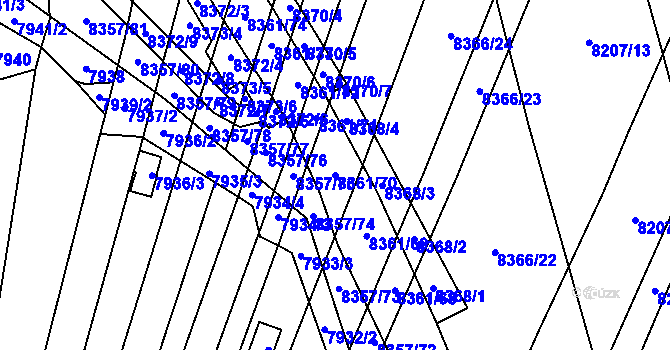 Parcela st. 8361/70 v KÚ Židenice, Katastrální mapa