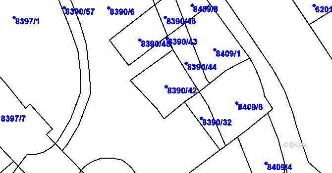 Parcela st. 8390/42 v KÚ Židenice, Katastrální mapa