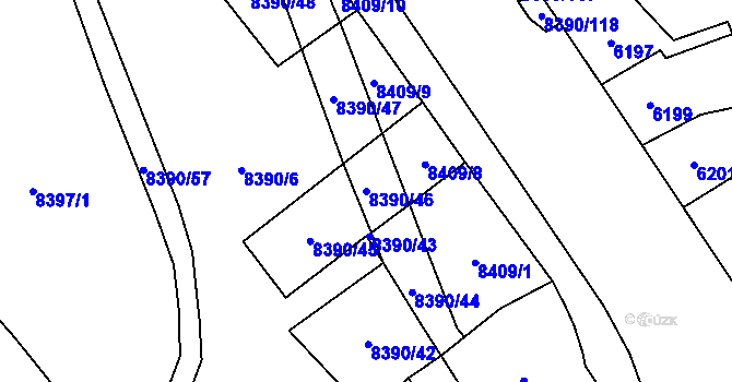 Parcela st. 8390/46 v KÚ Židenice, Katastrální mapa