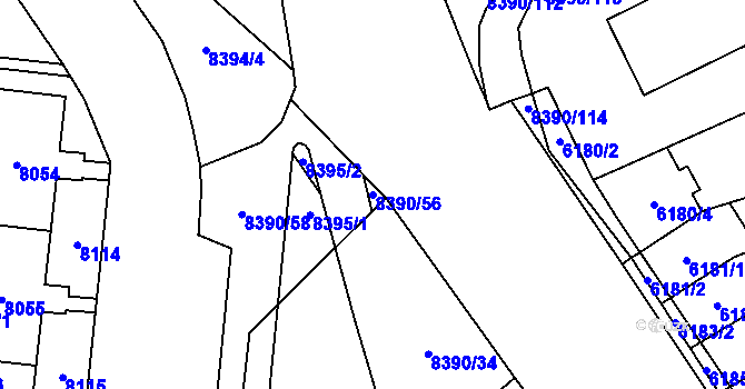 Parcela st. 8390/56 v KÚ Židenice, Katastrální mapa