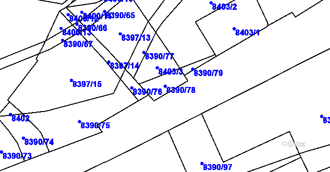 Parcela st. 8390/78 v KÚ Židenice, Katastrální mapa