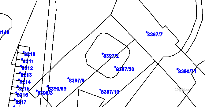 Parcela st. 8397/2 v KÚ Židenice, Katastrální mapa