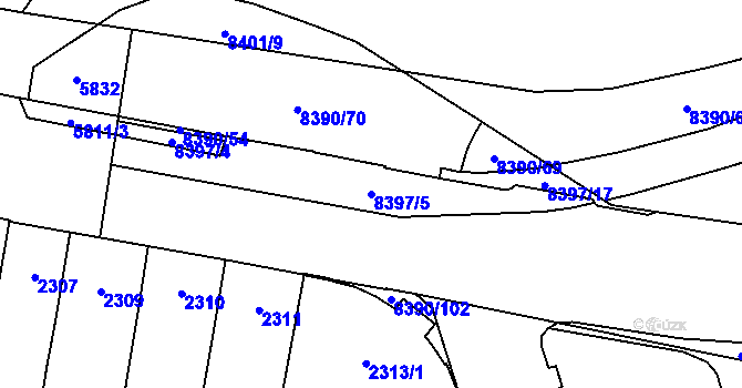 Parcela st. 8397/5 v KÚ Židenice, Katastrální mapa