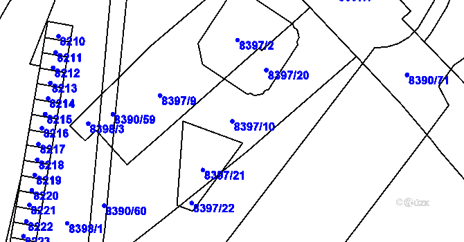 Parcela st. 8397/10 v KÚ Židenice, Katastrální mapa