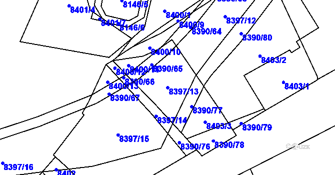 Parcela st. 8397/13 v KÚ Židenice, Katastrální mapa