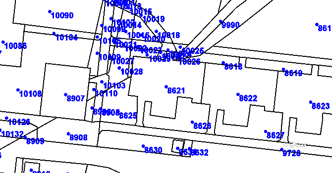 Parcela st. 8621 v KÚ Židenice, Katastrální mapa