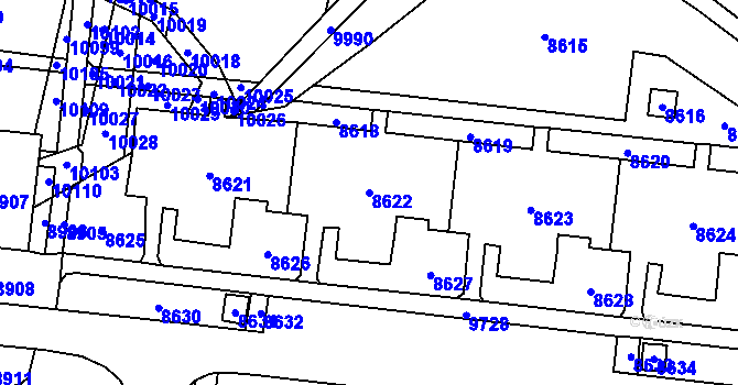 Parcela st. 8622 v KÚ Židenice, Katastrální mapa