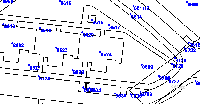 Parcela st. 8624 v KÚ Židenice, Katastrální mapa