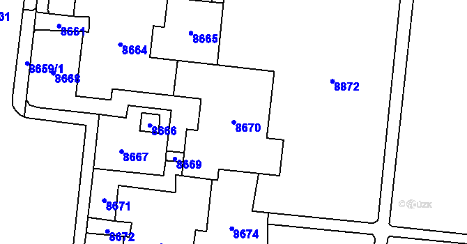 Parcela st. 8670 v KÚ Židenice, Katastrální mapa