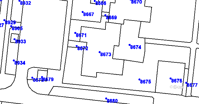 Parcela st. 8673 v KÚ Židenice, Katastrální mapa