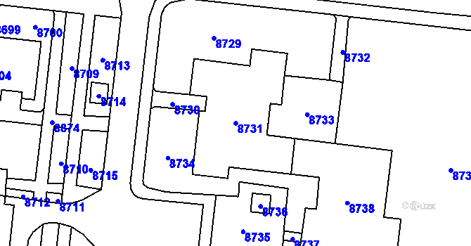 Parcela st. 8731 v KÚ Židenice, Katastrální mapa