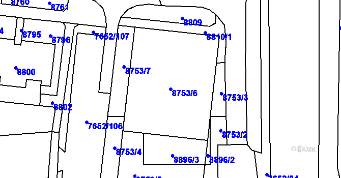 Parcela st. 8753/6 v KÚ Židenice, Katastrální mapa