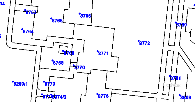 Parcela st. 8771 v KÚ Židenice, Katastrální mapa