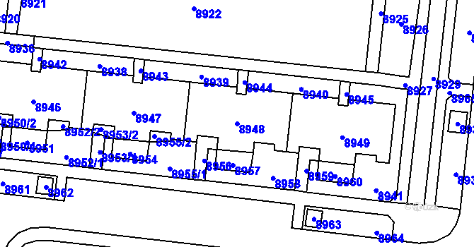 Parcela st. 8948 v KÚ Židenice, Katastrální mapa