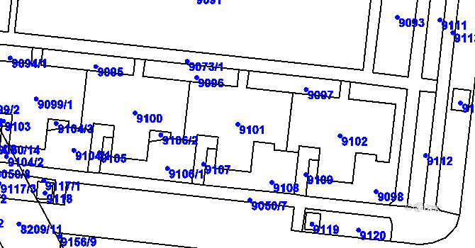 Parcela st. 9101 v KÚ Židenice, Katastrální mapa
