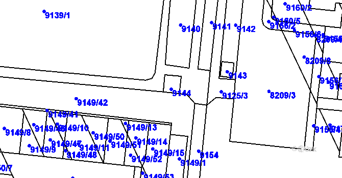 Parcela st. 9144 v KÚ Židenice, Katastrální mapa